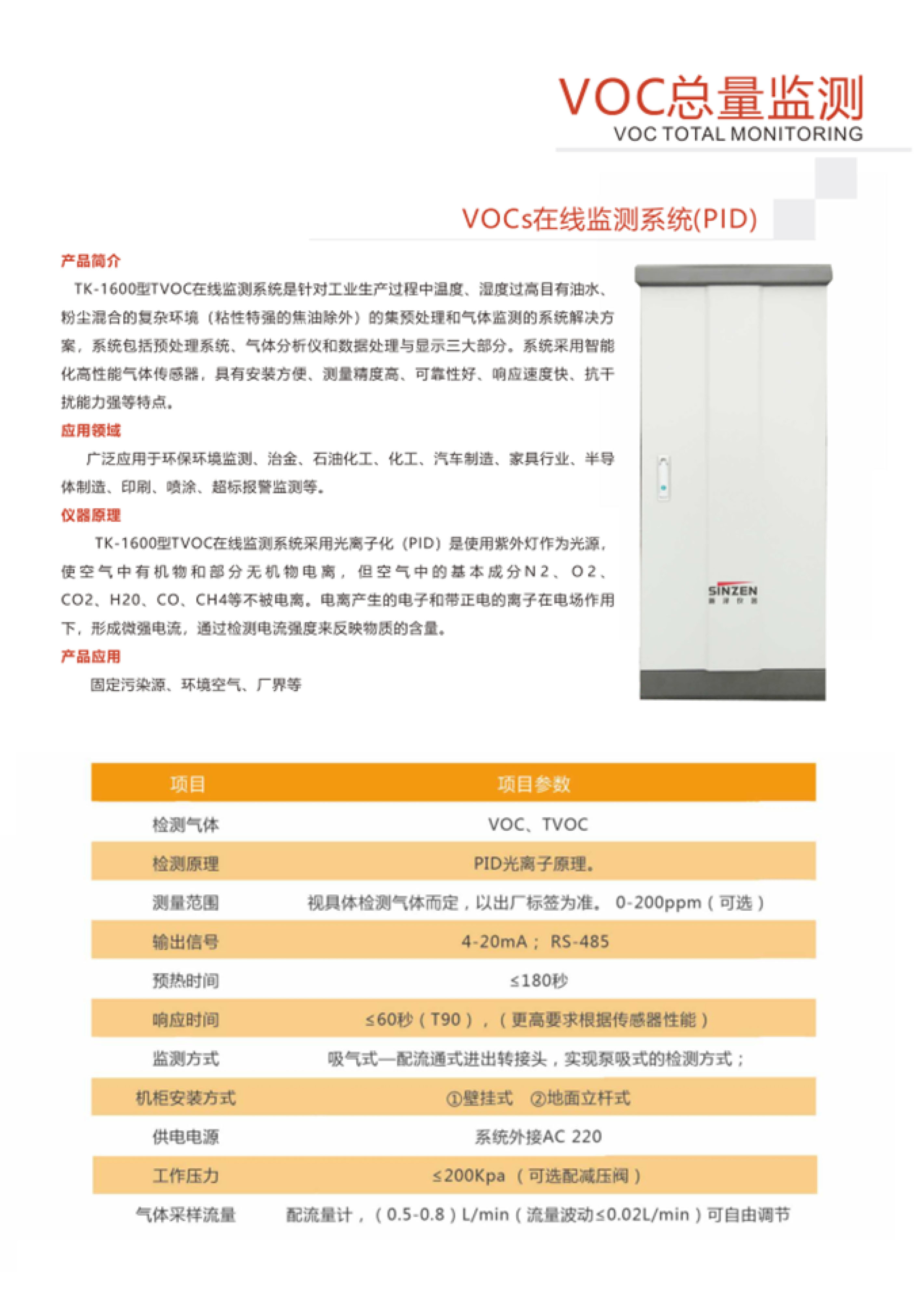 SINZEN揮發性有機物（VOCs）在線監測系統產品手冊